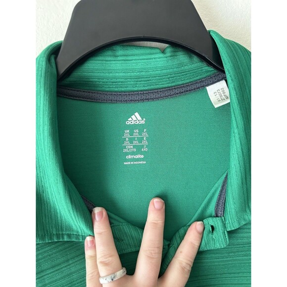 Adidas Climalite Mens Polo Shirt Green W/Green Stripes  Size Large - Picture 4 of 5